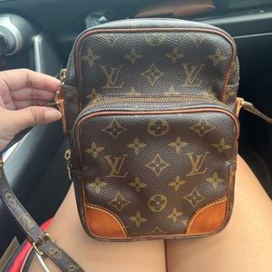 Louis Vuitton Brown Monogram Canvas Crossbody Bag with Tan Accents